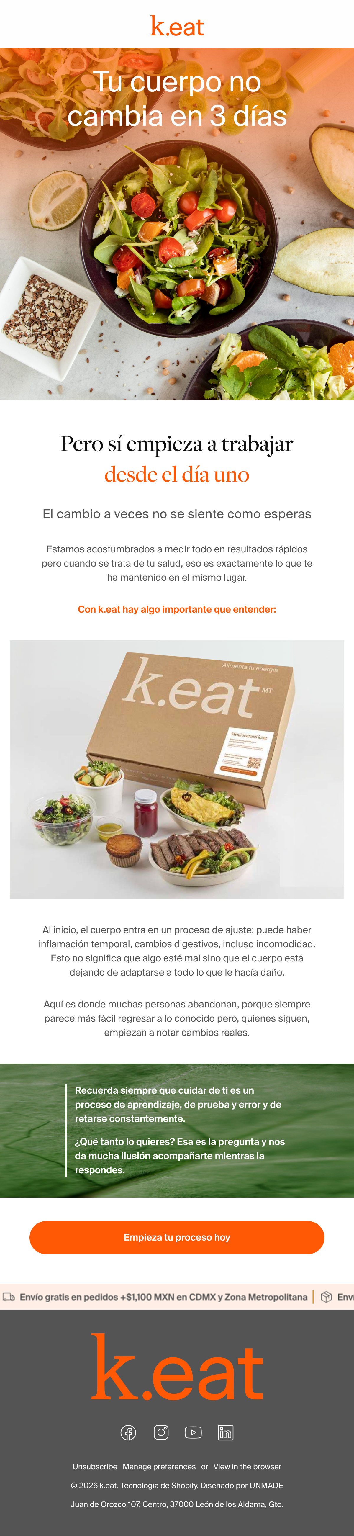 K.EAT day one education email