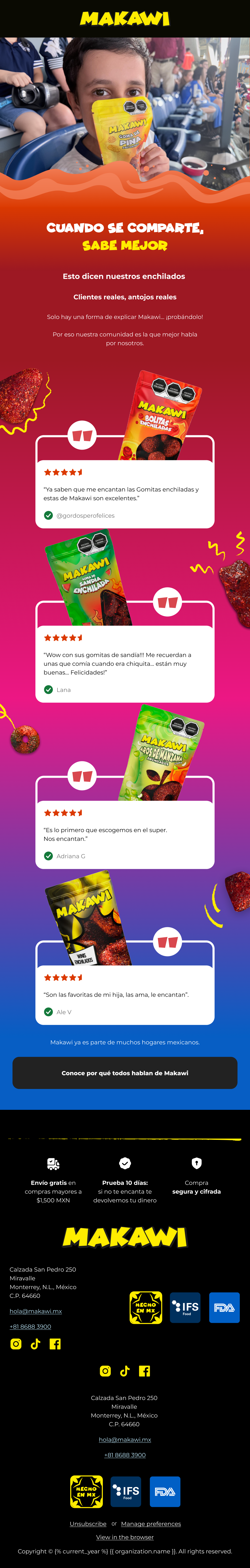Makawi campaign email design