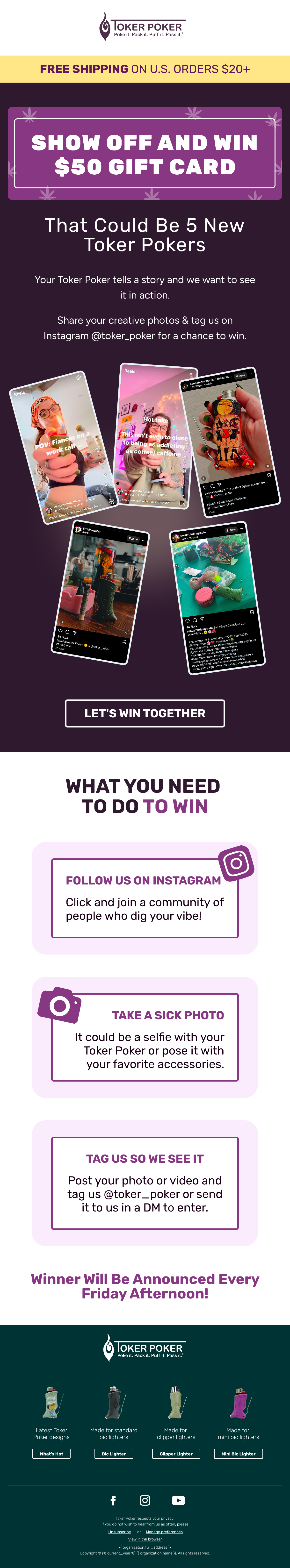 Toker Poker user-generated content campaign email