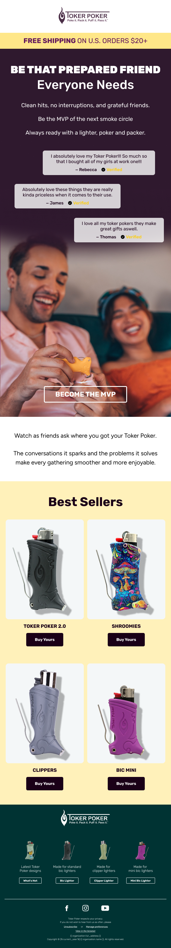 Toker Poker best sellers and social proof email